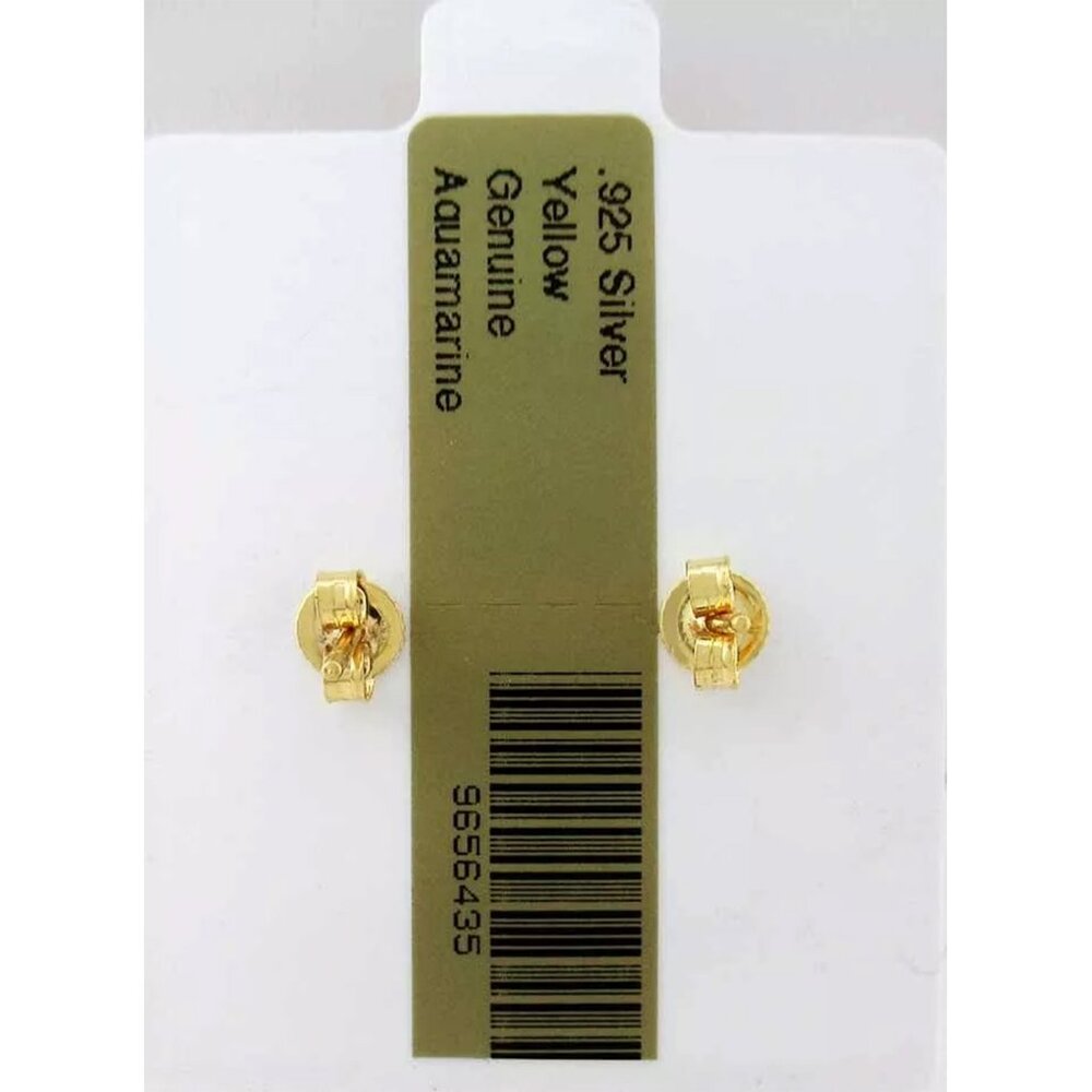 Created 3.50 Cts Aquamarine & White Sapphire Stud Earring .925 Silver - Picture 4 of 4